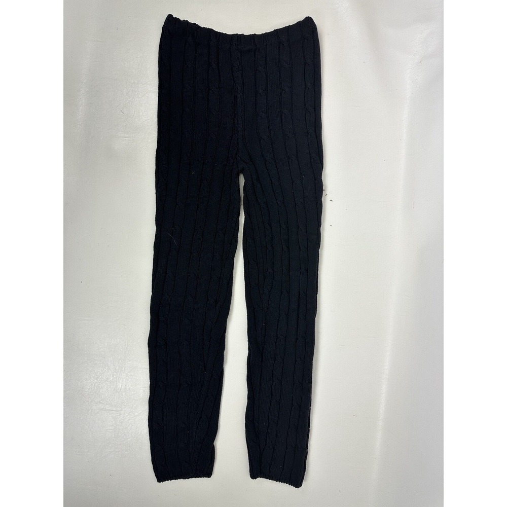Body By Tactics Vintage Leggings Thick Cable Knit USA Made Black Size L